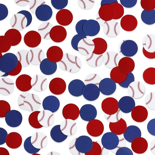 Red&Blue&White 100Pcs Baseball Confetti Baseball Party Table Confetti, Baseball Table Decorations for Baseball Theme Baby Shower Birthday Party Supplies