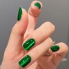 30Pcs Cat Eye Press on Nails Short Square False Nails Velvet Stick on Nails Emerald Green Nails Press on Acrylic Nails Glossy Glitter Fake Nails with Solid Color Design Squoval Glue on Nails for Women