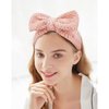 YISSION 4PCS Spa Headband with Bow No Slip Head Band for Face Wash Makeup Skincare Facial Headband Elastic Hair Band Microfiber Headbands for Women Girls (Pink)