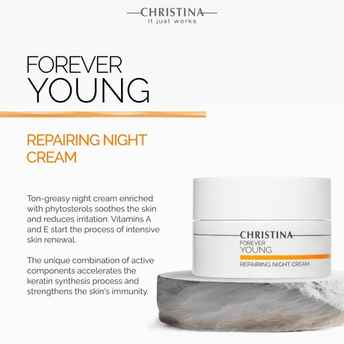 -CHRISTINA- Forever Young Repairing Night Cream with Retinol and Vitamin E | Rejuvenates, Nourishes, and Restores Skin | Suitable for Combination, Normal, and Dry Skin 50ml / 1.7 fl.oz