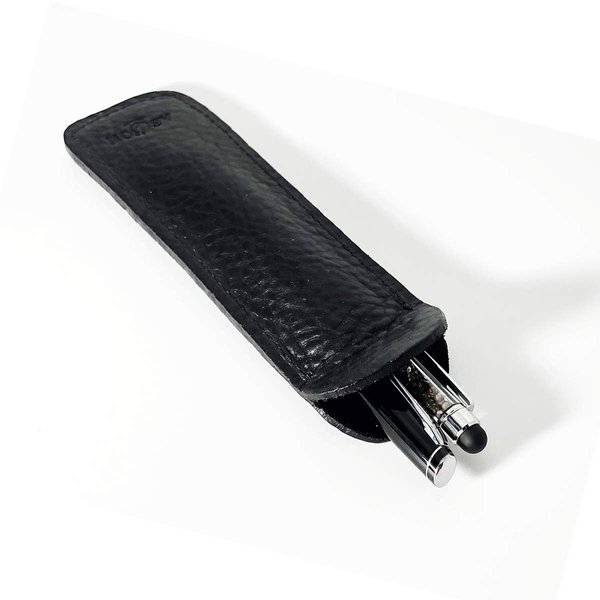 Aston Leather Double Pen Sleeve Black