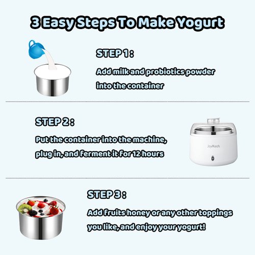 JoyMech Yogurt Maker, Compact Greek Yogurt Maker Machine with Constant Temperature Control, Stainless Steel Container, 1 Quart for Home Organic Yogurt
