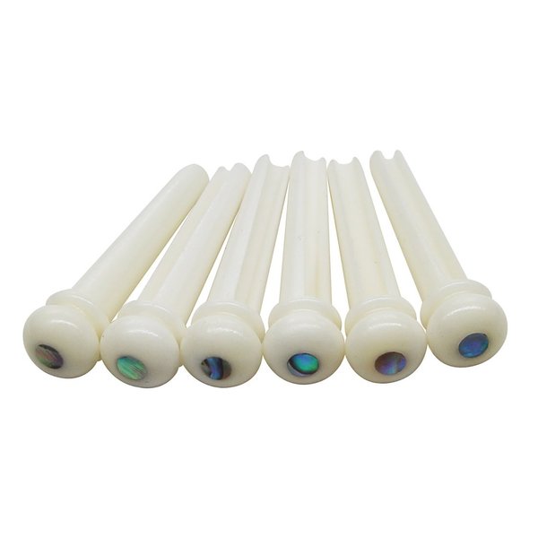 Blisstime 6pcs Guitar Bone Bridge Pins Replacement Parts with Abalone Dot