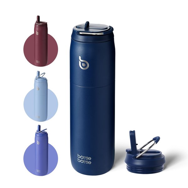 BOTTLE BOTTLE Stainless Steel Water Bottle with Straw and Lid 32 oz Vacuum Insulated Water Bottle Stay Cold for 24 Hrs, Hot for 12 Hrs, Leak-Proof Wide Mouth Water Bottles for Men,indigo blue