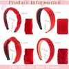4 Pcs Red Headband Red Accessories Knotted Headband Criss Cross Hair Accessories Satin Headband Red Velvet Braided Headband for Women Girls Chinese New Year Valentine's Day Christmas (Lovely Style)