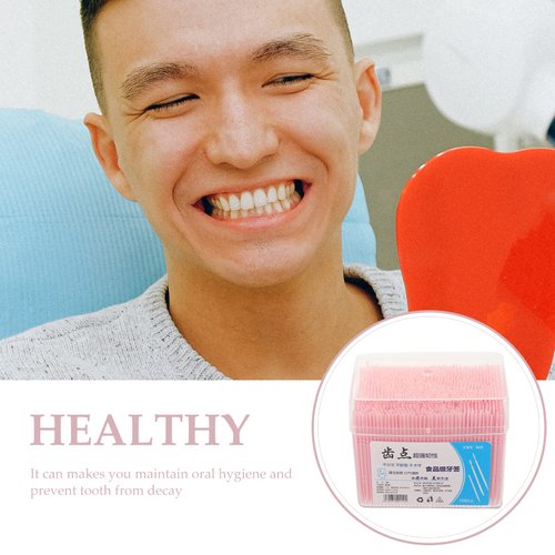 FOMIYES 1000pcs Disposable Toothpicks, Double- Head Plastic Toothpicks, Interdental Toothpick Floss Oral Care Floss for Men