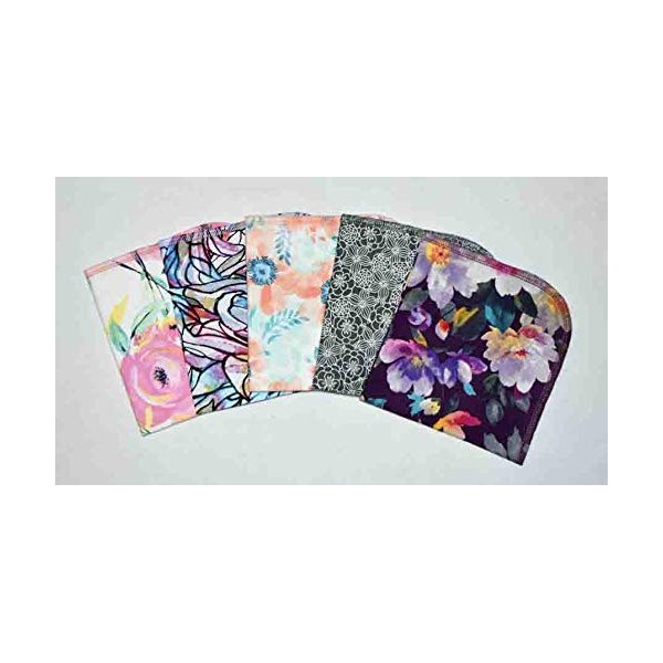 Flower Splash Printed Flannel Paperless Towels 1 Ply 12x12 Inches Set of 5