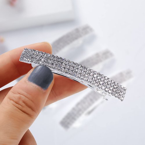 Crystal Hair Barrette 2 Pcs Sparkly Rhinestone Crystal Hair Clip French Design Bridal Fashion orgeous Bling Rhinestone Hair Clips Gorgeous Bling Rhinestone Hair Clips Ponytail Holder Side Clips 2.55