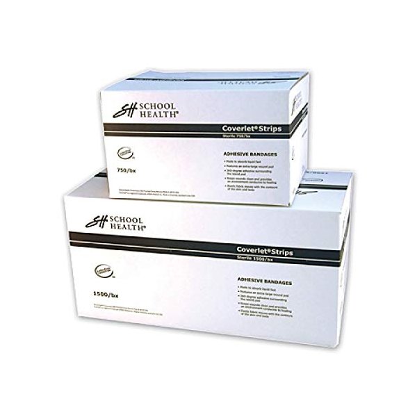 School Health - Adhesive Bandages, Comfortable Form-Fitting Protection & Wound Care for Cuts and Scrapes, Premium Adhesive Stays Secure with Movement, Loose Bulk Fabric Bandages - 1" x 3" 750/Box