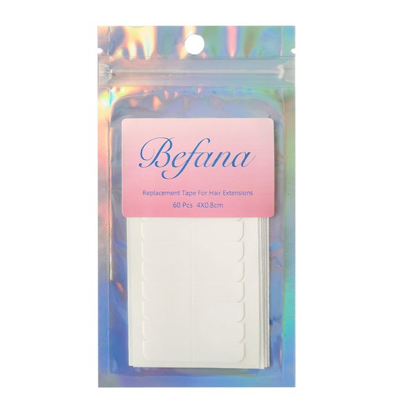 Befana Hair Extension Tape Tabs 60 Pieces Double Sided Replacement Tape for Hair Extensions 4 * 0. 8cm