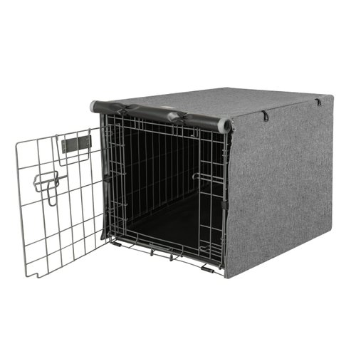 Seiyierr Dog Crate Cover - Kennel Cover Fit for 24 Inch Dog Crate, Double Door Polyester Crate Cover for Wire Dog Crate Indoor Outdoor Protection, Grey