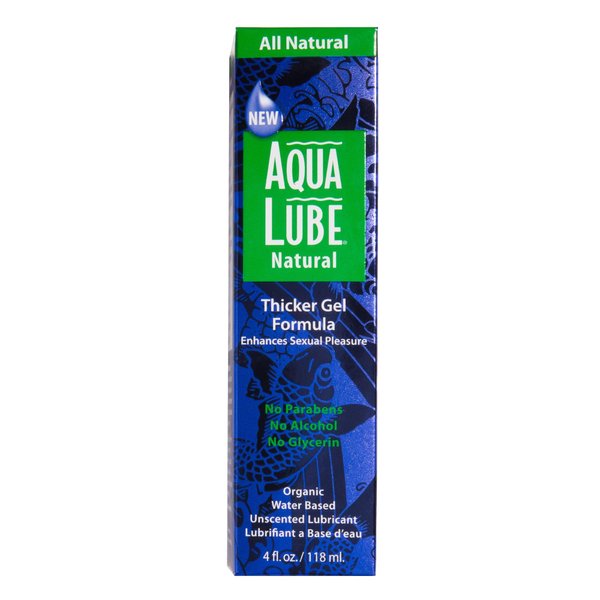 Aqua Lube Natural, Thicker Gel, Personal Lubricant, Water Based Non Sticky Formula, Toy Friendly, Gentle, Long-Lasting, Unscented Lubricant, for Men and Women, 4 Fl Oz