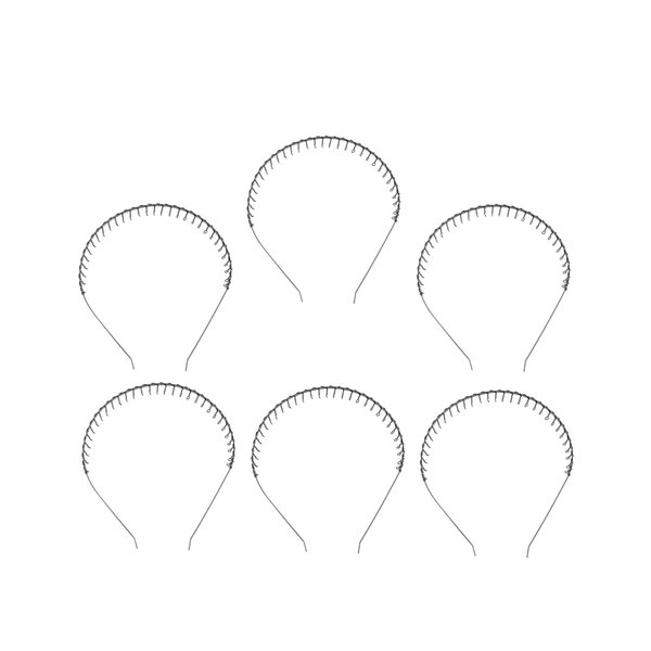 FRCOLOR 6pcs Spring Headband Sport Headbands for Women Metal Hair Band Wavy Crochet Hair Wave Headband Men Metal Teeth Comb Hair Hoop Hair Band Issue Card Hair Ring Head Button Black