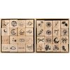 Hacaroa 32 Pieces Wooden Rubber Stamp Set, Moon Star Botanical Decorative Wood Stamps for Journal, Diary, Scrapbook, Planner, Letter, DIY Craft, Card Making