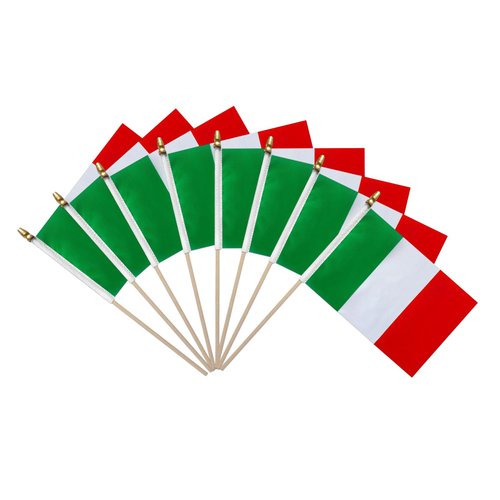 GSYLPFT 12 Pack Italian Flags on Sticks Italy Small Mini Hand Held Flags for Office Classroom Holiday Party Decorations