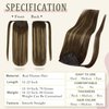 Full Shine Ponytail Hair Extensions 12Inch Balayage Ombre Brown Fading Caramel Brown One Piece Clip In Ponytail Extension Human Hair Wrap Around Pony Tails Hair Extensions 70G