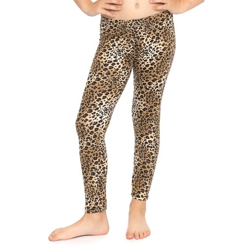 Oh So Soft Girl's Leggings Brown Cheetah Medium