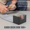 Card Deck Box for Trading Cards with 2 Dividers,Card Storage Box Fits 150+ Single Sleeved Cards,PU Leather Strong Magnet Card Deck Case Holder for YuGiOh,MTG,TCG and Sport Cards (Black&Gray)