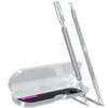 2PCS Metal Silver Cuticle Pusher and Cutter Remover Salon Quality Stainless Steel Acetone Gel Nail Polish Peeler Scraper Durable Professional Manicure Pedicure Cleaner Tool For Fingernail and Toenail