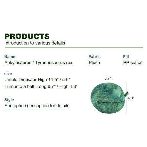 YOHAKI Reversible Dinosaur Plush Stuffed Animal Dino Dragon Plushies Toys to Egg Flip 2 in 1 A Set Cute Stuff for Baby Kids Toddlers Boys & Girls Birthday Gifts(Ankylosaurus)