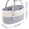 Casaphoria Diaper Caddy Organize,Cotton Rope Diaper Basket Caddy Baskets for Storage,100% Cotton Car Diaper Organizer with Removable Inserts,Cream and Gray (14.2''×8.7''×8'')