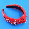 ABONDEVER Patriotic Rhinestone Headband for Women Crystal Top Knot Beaded Headbands Wide Jeweled Embellished Hairband Independence Day Hair Accessories Gifts(Red-USA)