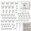 Butterfly Nail Charms, 110PCS 3D Silver Alloy Butterfly Nail Charms Rhinestones for Acrylic Nail Art, Dangling Butterflies Charms with Gems Crystals Diamonds, Nail Decor Supplies for Nails DIY