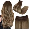 Easyouth Sew in Hair Extensions Real Human Hair Balayage Sew in Weft Hair Extensions Medium Brown and Honey Blonde Weft Hair Extensions Human Hair Extensions Sew in Extensions 16Inch 100g