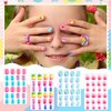 BOARDFEB 216Pcs 9 Pack Kids Press on Nails Grils Full Cover Short False Stick on Nail Tips for Kids Nail Art Decoration Christmas Birthday Valentine's Party Favors Gift(Gradient Style)