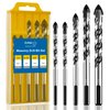 amoolo Masonry Drill Bit Set 5pcs, Concrete Drill Bits with Carbide Tip (1/4”-1/2”) for Brick, Tile, Cement, Ceramic, Glass, Plastic, Etc.