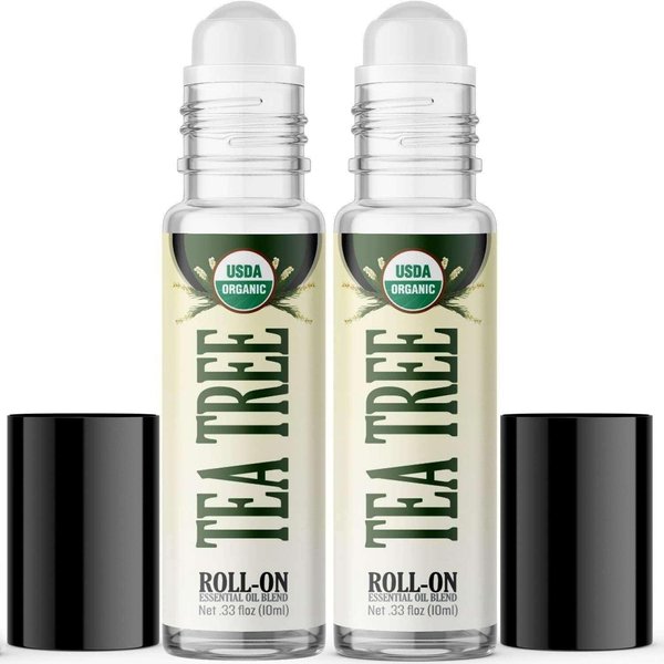 Healing Solutions HSO - Organic Tea Tree Essential Oil Roll On (2 Pack) USDA Certified, Set for Sleep, Body Oil for Skin