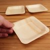 BambooMN Brand - 4.5" x 4.5" x 0.6" Disposable Wood Square Plates/Dishes, 25 Pieces