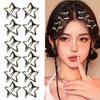 Paderison 12Pcs Silver Star Hair Clips for Girls Kawaii Hair Accessories for Women Y2k Snap Star Hair Barrettes Non Slip Star Clips for Kids Metal Star Hair Clips Y2K 2000s Accessories