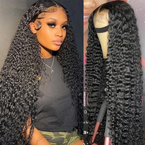 5x5 Lace Closure Wig Human Hair Deep Wave 5x5 HD Lace Closure Wigs for Women 180% Density Curly Lace Front Wig 100% Virgin Human Hair Pre Plucked Glueless Deep Curly Wig with Baby Hair 20 Inch
