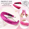 FULZTEY Padded Headband for Women Girls Hot Pink Puffy Head Bands Hoop No Teeth Thick Wide Hairband Colorful Bling Sparkle Headband Solid Silk Hair Band for Women's Hair Accessories Gifts 2Pcs