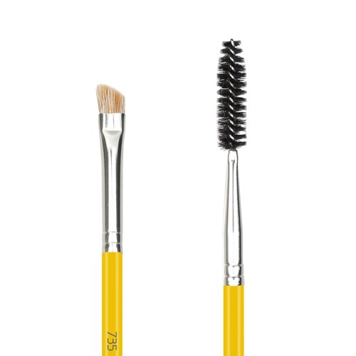 Bdellium Tools Professional Makeup Brush - Studio Series 735 Double-Ended Brow/Lash - With Mix of Soft Synthetic & Natural Fibers, For Eyes’ Daily Grooming (Yellow, 1pc)