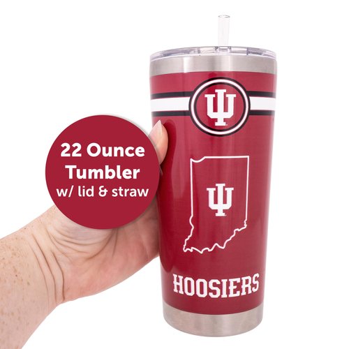 Desert Cactus Indiana University 22oz Rally Tumbler Hoosiers Bloomington Insulated Stainless Steel with Lid and Straw Reusable Double Walled Cup Hot and Cold Drinkware Full Color 22 Ounces (Red)