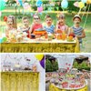 PUZINE 2 Pack Metallic Foil Fringe Table Skirt Tinsel Party Table Skirt Banner for Parade Floats Mardi Gras Party Decoration（L108 inH 29in） (Gold, 2pack)
