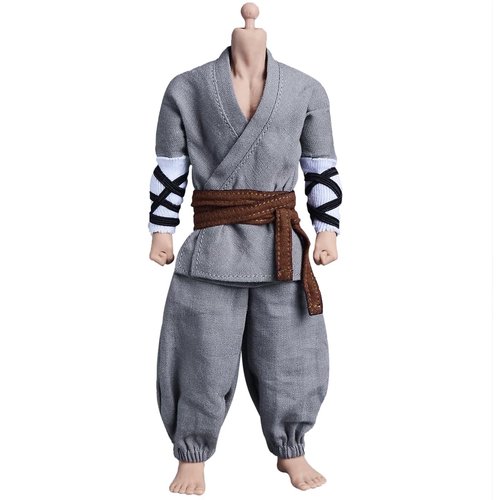 Meetoget 1/12 Scale Male Figure Doll monk fighting suit Clothes for 6 inch Action Figure PM007US,grey