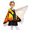 Kids Butterfly Wings Costume Girls Fairy-Wings Toddler Dress Up Play Costumes Butterfly Hair Clip Mask Party Favors (Orange Sets)