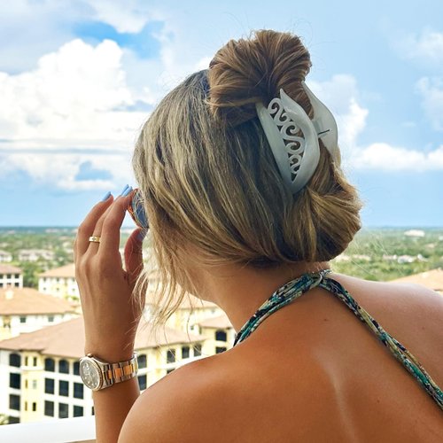 Camila Paris CP3213 French Hair Clip for Women for Thick Hair for Long Curly Wavy Hair, White, Girls Hair Claw Clips Jaw, Styling Big Claw Clip for Thick Hair, Strong Hold No Slip Grip, Made in France