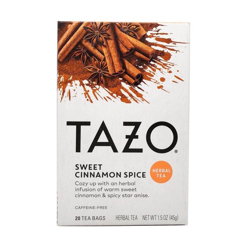 Tazo Sweet Cinnamon Spice Herbal Tea Filterbags, 20 Count