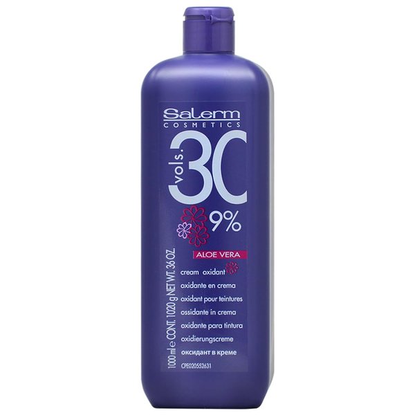 Salerm Cosmetics ALOE VERA Developer Cream Oxidant (w/Sleek Comb) Hydrogen Peroxide Activator for Vision Hair Color Salermvision Haircolor Dye (30 Volume / 9% - 1000 ml)