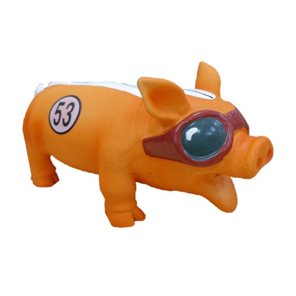 Latex Pig with Sun Glasses Style Dog Toy (Orange)