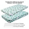 Pack n Play Sheets 2 Pack for Baby Unisex, Stretchy Jersey Knitted Portable Mini Crib Sheets Playard Mattress Cover for Baby Boys and Girls, Watercolor Green Botanical Leaf