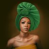 QliHut Nigerian Gele Headties with Beads and Stones African Headtie Women Head Wrap Already Made Auto (Green)