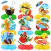 PHOGARY 9 Pcs Summer Pool Honeycomb Centerpieces, Beach Honeycomb Centerpieces Hawaiian Luau Table Toppers Pool Party Decorations Tropical Aloha Table Centerpiece for Summer Pool Beach Hawaii Birthday
