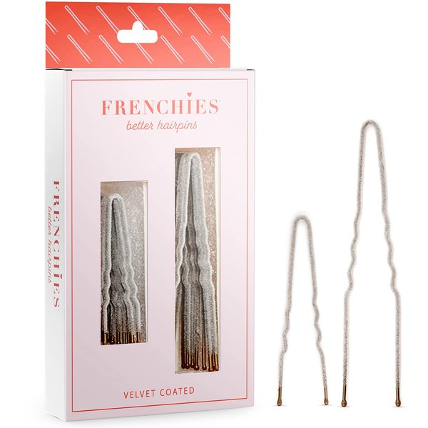 Frenchies Ultra Flocked Extra Soft French Twist Hair Pins for Women, Girls, Teens Buns, Wedding Hair Accessories, Womens Updo Hairstyles, Hair Extensions or Wig, 20 Count, Grey