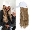 Yunkang Baseball Cap Wig Long Natural Wavy Hair Extensions With White Hat Heat Resistant Synthetic Fiber Hairpieces Adjustable Wig for Women Girls (W-M Blonde honey blonde)