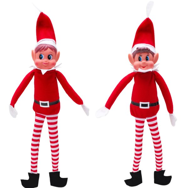 Toyland® Elves Behavin Badly - Set of 2-12 Inch Girl Elf & Boy Elf Soft Toys with Long Legs, Soft Body & Vinyl Head - Christmas Novelty Toys